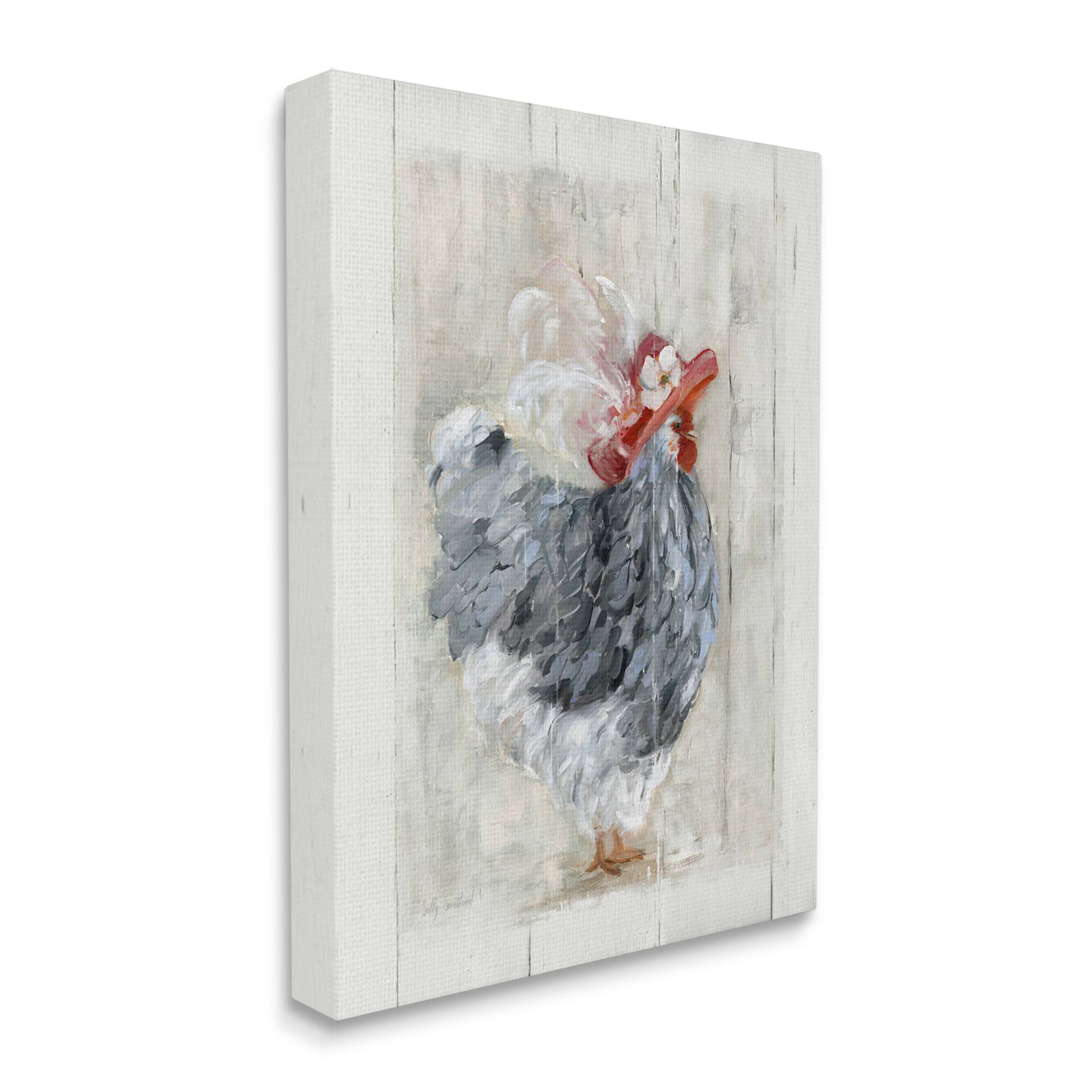 Stupell Industries Farm Chicken in Traditional Brim Hat Chic Bird Canvas Wall Art